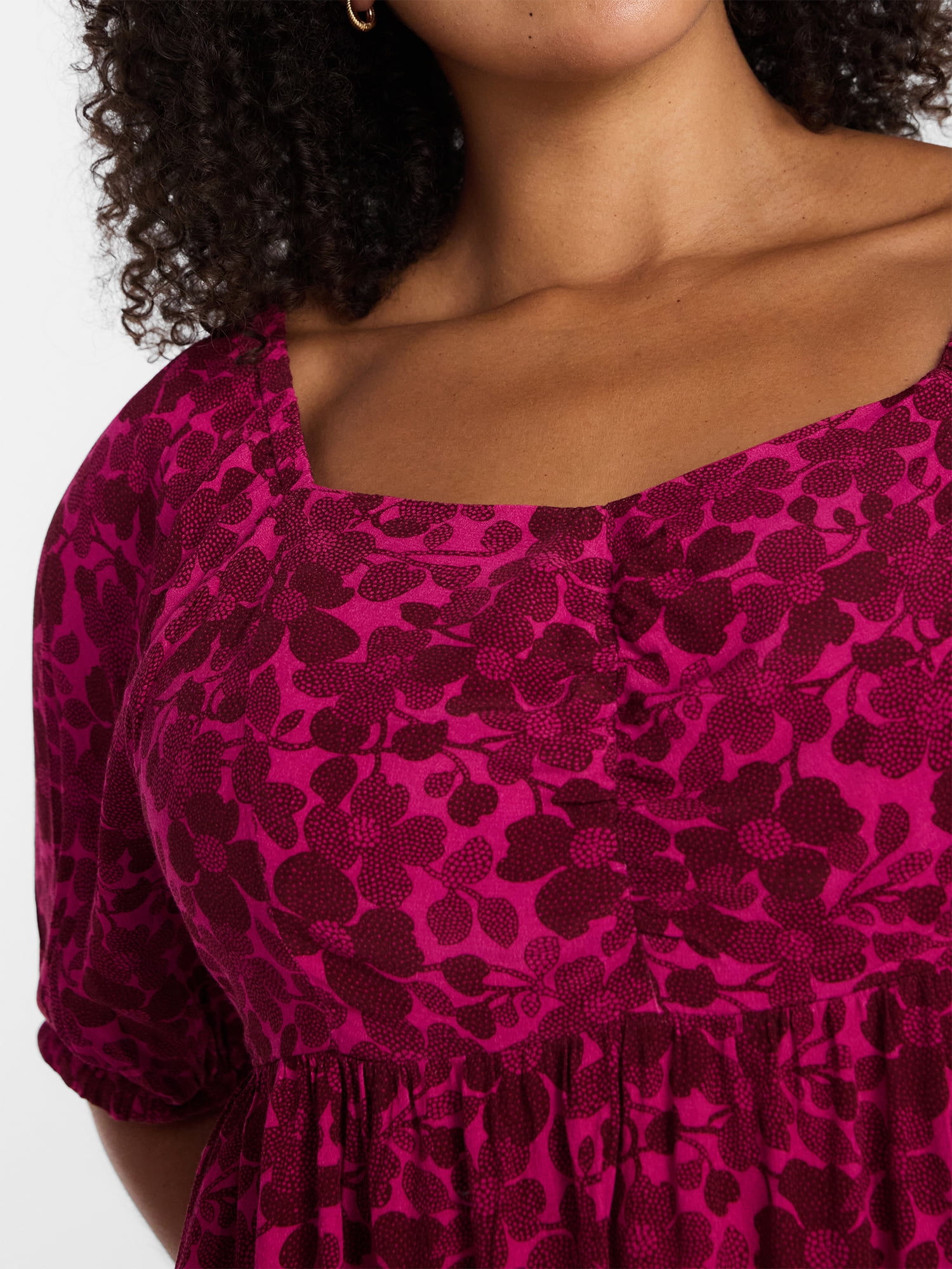 Terra & Sky Women's Plus Peplum Sweetheart Top, Sizes 0X-5X