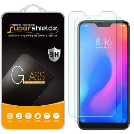 [2-Pack] Supershieldz for Xiaomi Mi A2 Lite Tempered Glass Screen Protector, Anti-Scratch, Anti-Fingerprint, Bubble Free