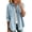 Blue, variant on Distressed Denim Jacket for Women Long Sleeve Collared Button down Jean Jackets with Chest Pocket Ripped Hem Hippie Western Cowboy Coats Black XXL