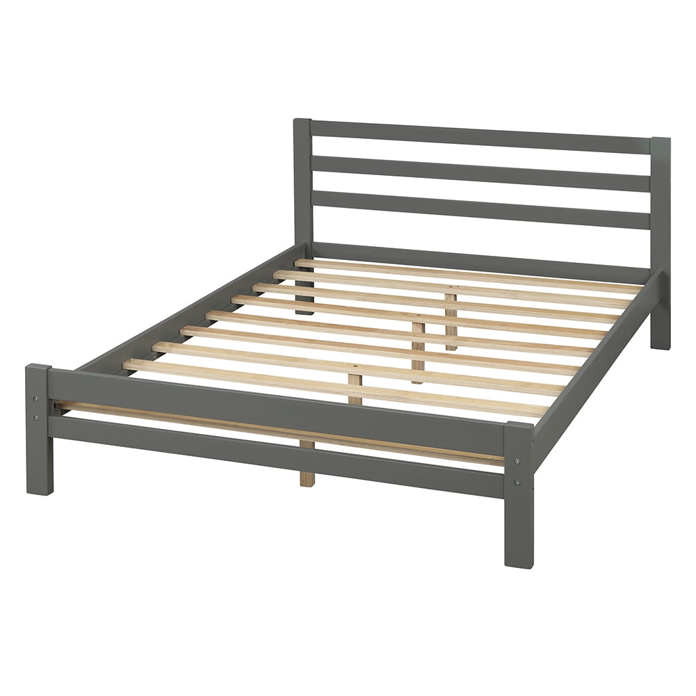 Resenkos Wood Platform Bed with 2 Drawers and Foot Board,Full,Gray Resenkos Wood Platform Bed with 2 Drawers and Foot Board,Full,Gray