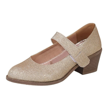 

Jungdeepe Golden Hook Loop Simple Convenient Ladies Single Shoes Glitter Fashion Comfortable Ladies High Heel Single Shoes Thick Heel