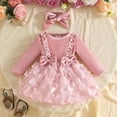 thumbnail image 4 of MEZZALL Girls Long Sleeve Bowknot Solid Color Dress Headbands Set O-Neck Trendy Dresses, 4 of 7