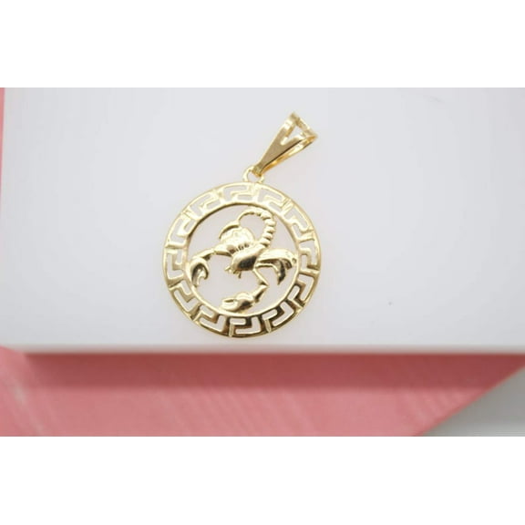 18K Gold Filled Scorpion Medallion Pendant