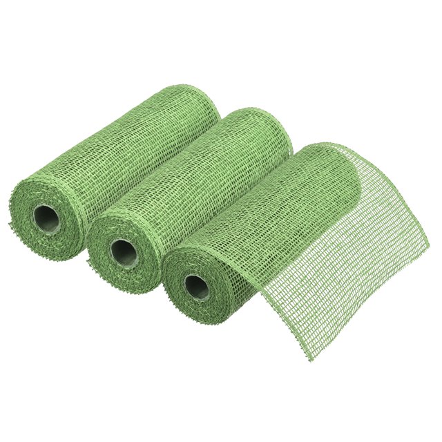 3uds 10 Pulgadas Polipropileno Arpillera Malla para Diadema, Decorativa Malla Tela Cinta 6.4 Jardín para Otoño Pascua Navidad Flores Lazo, Verde
