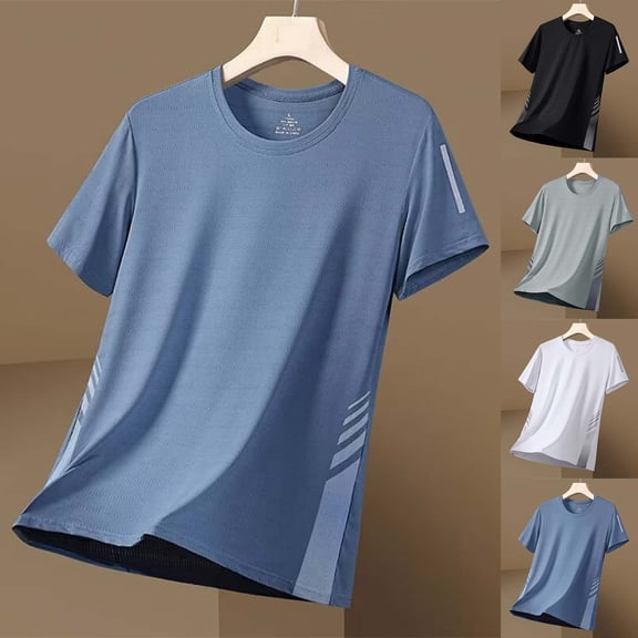 Hfnxid Quick Dry Athletic T-Shirts for Men Short Sleeve Moisture Wicking Tee for Running Training Workout Gym Shirts for Men Big Tall Black XL