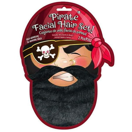 Pirate Black Facial Hair Set Moustache Beard
