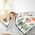 thumbnail image 4 of Homewish Cartoon Bear Fox Queen Comforter Set,Jungle Animal Deer Bedding Sets,White Green Brown Bedding Comforter Set For Boys Girls,Luxury Bedroom Decor Reversible,3 Pieces, 4 of 8