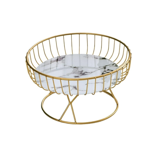 de alambre de metal, soporte para frutas, contenedor redondo moderno y elegante, frutero resistente para mostrador de cocina, fiestas Blanco negro Macarena canasta de frutas