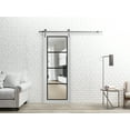 thumbnail image 5 of Sturdy Barn Door 32 x 96 inches | Lucia 2466 White Silk Clear Glass | Stainless Steel 6.6FT Rail Hangers Heavy Set | Solid Panel Interior Doors, 5 of 6