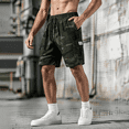 thumbnail image 2 of Dresfit Mens Camo Shorts Loose Fit Drawstring Cargo Shorts Summer 2026 Lightweight Baggy Short Pants Open Bottom Elastic Waist Breathable Outdoor Shorts L, 2 of 7