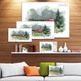 thumbnail image 3 of Watercolor House Aad Mountains - Landscape Canvas Art Print, 3 of 4