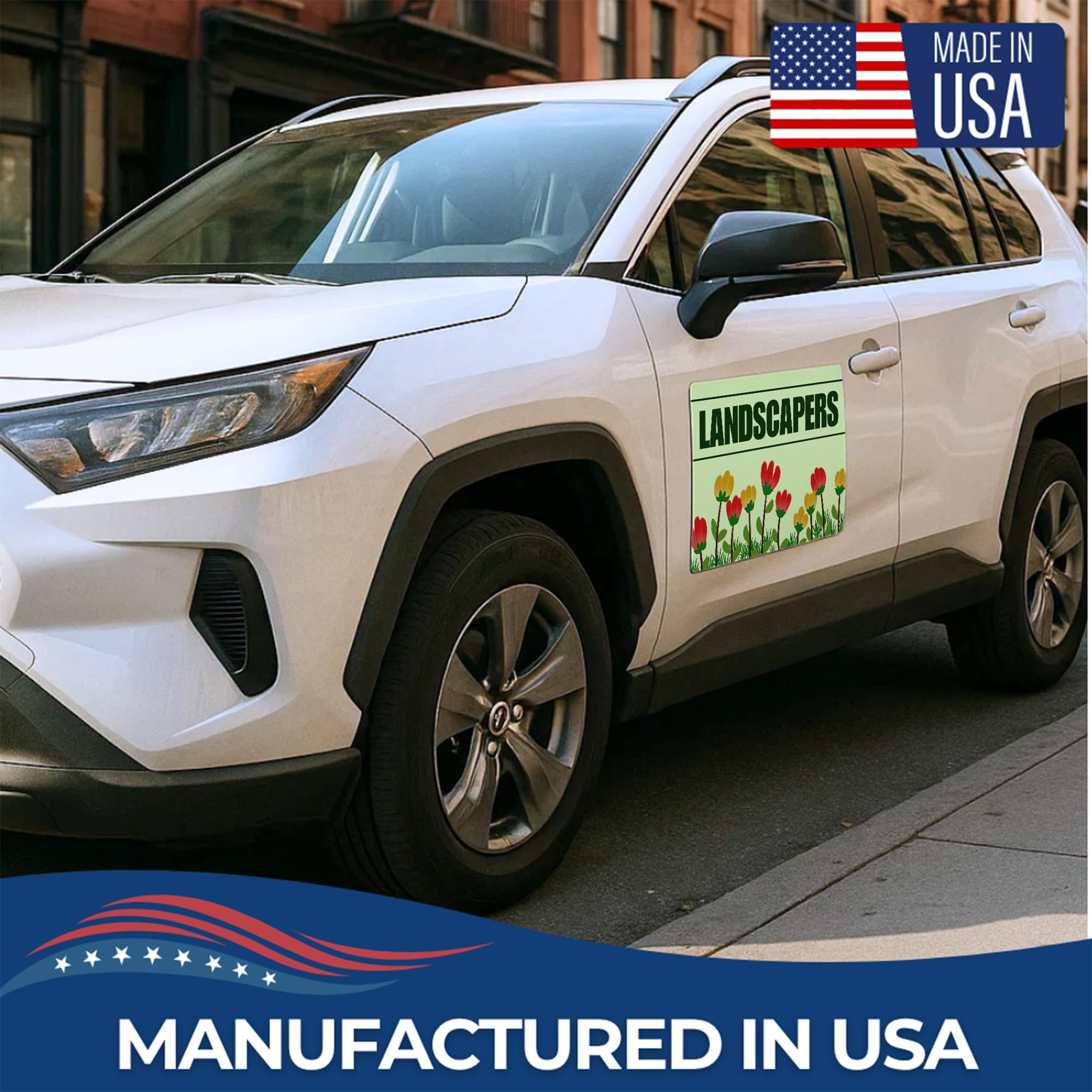 Landscapers Car Magnet Sign by DC | Flexible Car Magnetic Sheets with Adhesive Backing | 10"x20" Bumper Magnet Sticker for Vehicles, Trucks & Business Advertising Signs | 2 PC | Made in USA