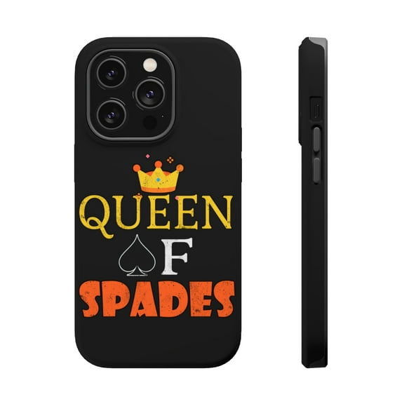 DistinctInk Tough Case for Apple iPhone 15 PRO (6.1" Screen), Compatible with MagSafe Charging - Queen Of Spades