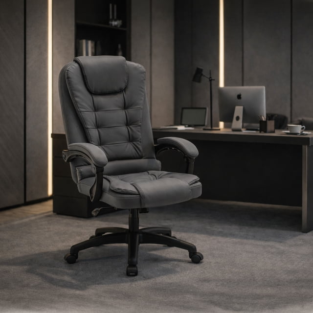 Silla ejecutiva para Oficina escritorio de PU Piel sintética durable ergonómica 150kg con soporte lumbar reclinable resistente Ergonomic office chair sala de juntas gerencial VERTEX