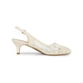 thumbnail image 3 of BLISSFUL STEP Women's Pointy Toe Lace Kitten Heels Slingback Pumps Shoes Beige 10, 3 of 8