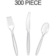 thumbnail image 2 of Cutlery Set Plastic Utensils Clear Forks Spoons Knives Disposable Silverware Heavyweight [300 Combo Box], 2 of 4
