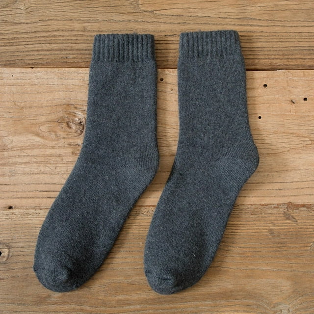 Gray Stockings Womens Socks In Autumn and Winter Plus Velvet Padded Warm Towel Socks Solid Color Ladies Long Cotton Socks