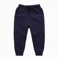 thumbnail image 2 of 4-5T Toddler Boys Sweatpants Children Fall Winter Elastic Waist Drawstring Straight Leg Open Bottom Joggers Casual Loose Athletic Pants Size 3-12T,Navy, 2 of 9