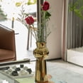 thumbnail image 4 of 10.5" H Decorative Ceramic Ball Neck Flower Table Vase, Shiny Metallic Gold, 4 of 6