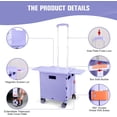 thumbnail image 3 of Foldable Utility Cart Folding Portable Rolling Crate with Magnetic Extended Lid,360°Rotate Wheels,176LBS Load Capacity,Heavy Duty Durable Dolly Cart for Teacher Tourist Shopping Office Outdoor,Purple, 3 of 14