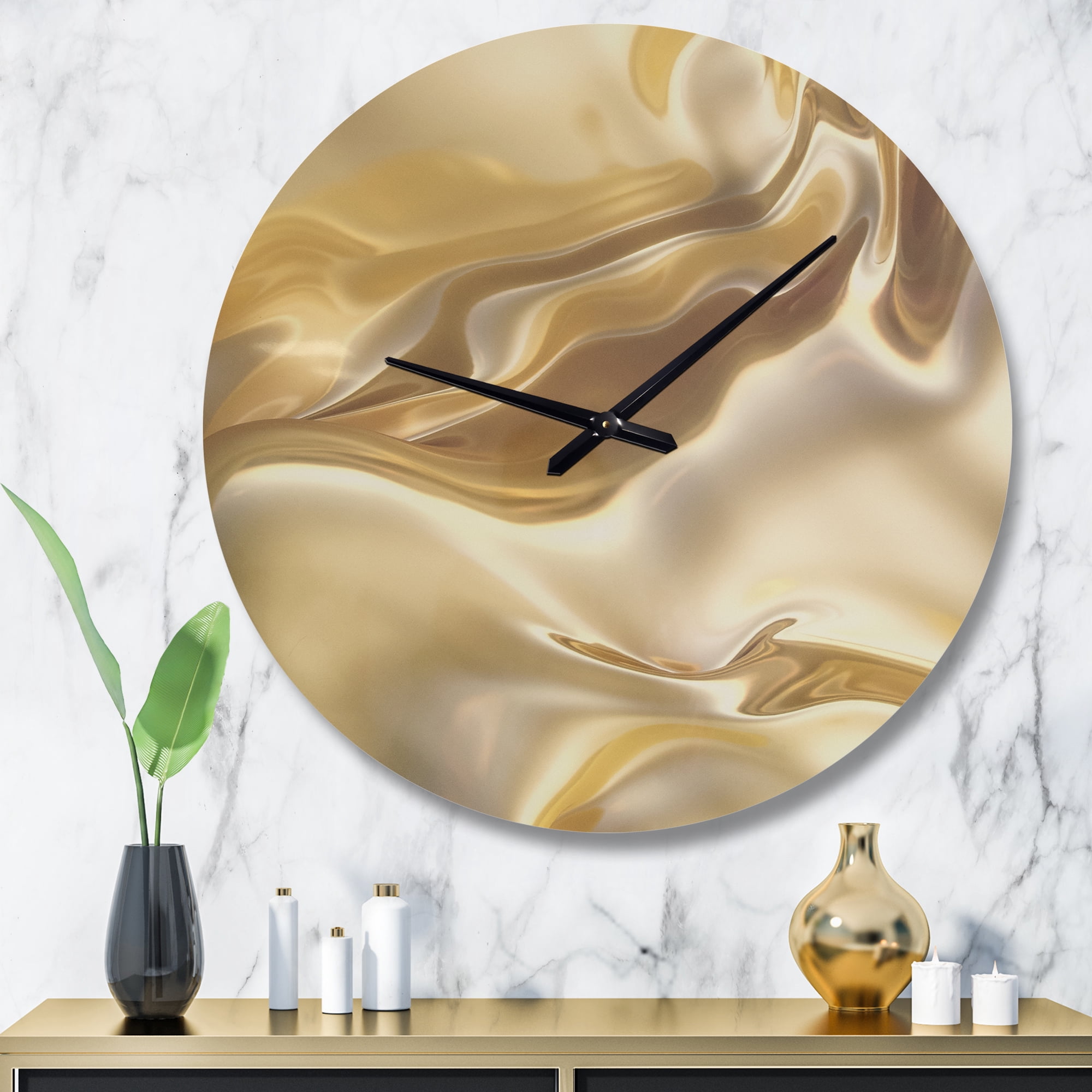 Designart 'Golden Cloth Texture ' Modern wall clock