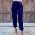 thumbnail image 2 of RUTAYY Women's Pants Solid Color Elastic Waist Straight Leg Casual with Pocket Comfortable Breathable Chic Travel Trousers, 2 of 5