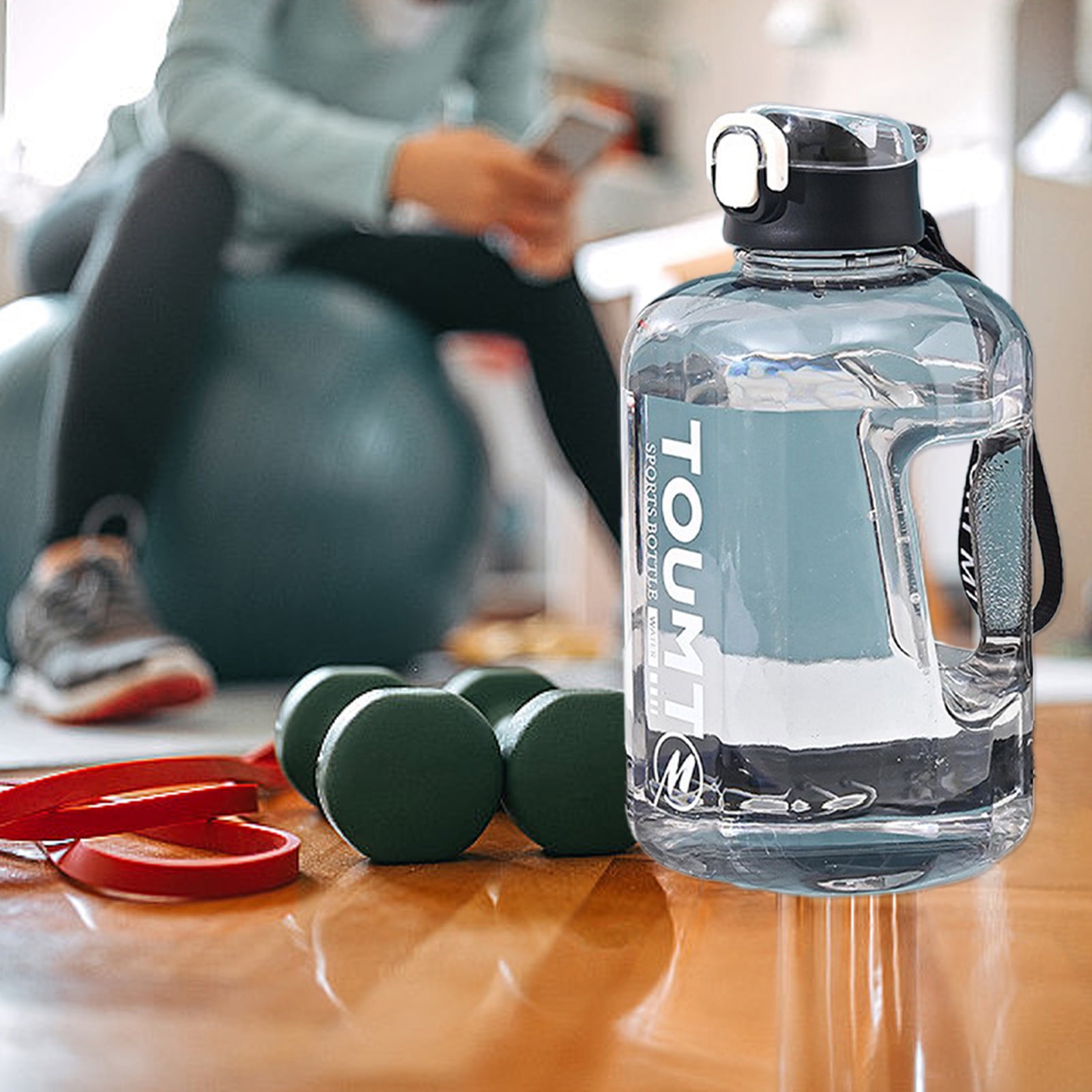 3pcs THE GYM KEG Sports Water Bottle Half Gallon Carry Handle Big Water Jug for Sport Large Reusable Water Bottles Eco-friendly, Leakproof 2200mL