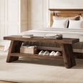 thumbnail image 6 of Finmind 47" Solid Wood Entryway Shoe Bench, Farmhouse Foyer Seating with Open Shelves, 2-Tier End of Bed Bench for Living Room, Bedroom, Dark Brown, 6 of 8