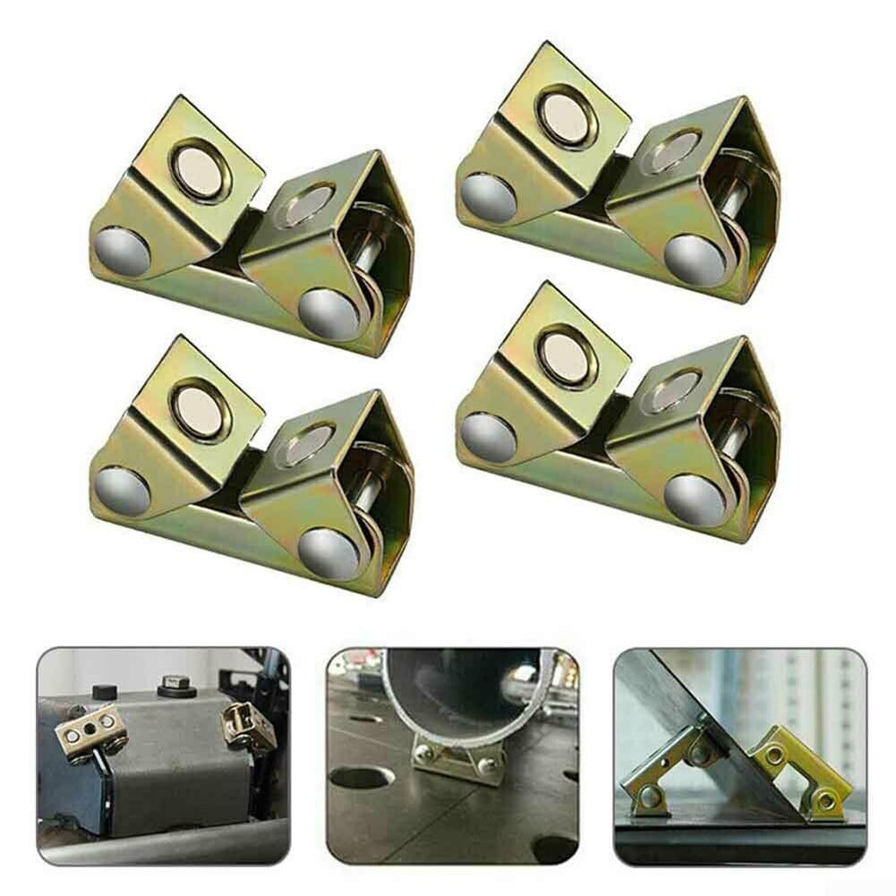 4PCS Metal Magnetic Welding Clamps Holder Suspender Fixture Adjustable V-Pads 