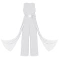 thumbnail image 1 of renvena Kids Girls Flower Wedding Party Bodysuit Ruffled Chiffon Pageant Banquet Rompers Summer Wide Leg Pants Jumpsuit Playsuit with Detachable Embellishment Ivory 10, 1 of 5
