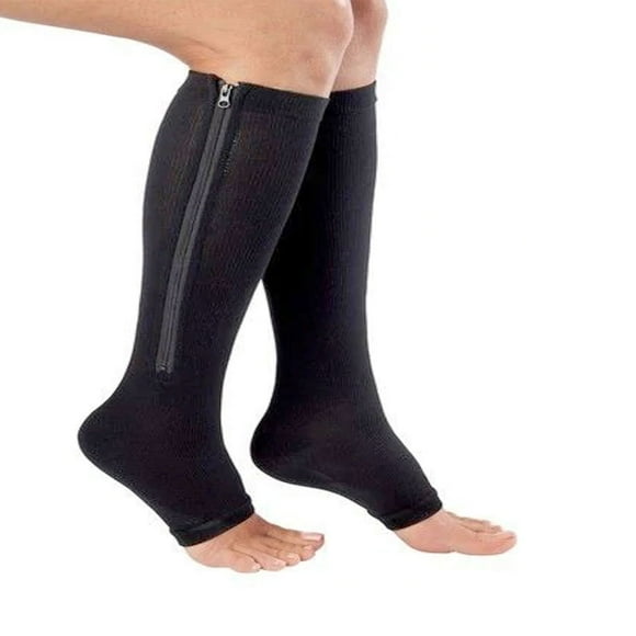 Calcetines con cremallera de compresión Medias de soporte de piernas Calcetines largos con cremallera- Negro- Hombres Mujeres - Pequeño ACTINPUT 809D
