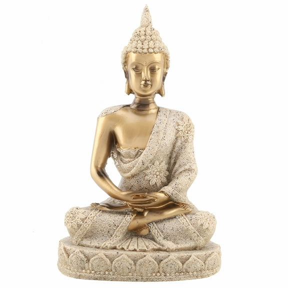 LAMIRO Meditating Seated Buddha Statue Carving Figurine Craft for Home Decoration Ornament (Gold)