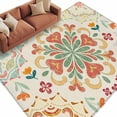 thumbnail image 2 of 6'x9' Area Rugs, Beige Boho Indoor Outdoor Area Rug for Living Room Bedroom, Retro Ethnic Shabby Colorful Floral Patterned Washable Bathroom Rugs Kitchen Floor Carpet Mats Home Decor Aesthetic, 2 of 8