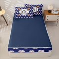 thumbnail image 4 of Homewish Initial M Baseball Print Zipper Twin Comforter Sets with Fitted Sheet and 2 Pillowcases for Boys Girls,Teens Sport Theme Zipper Bedding Set,4-Piece,Navy Blue Reversible, 4 of 6