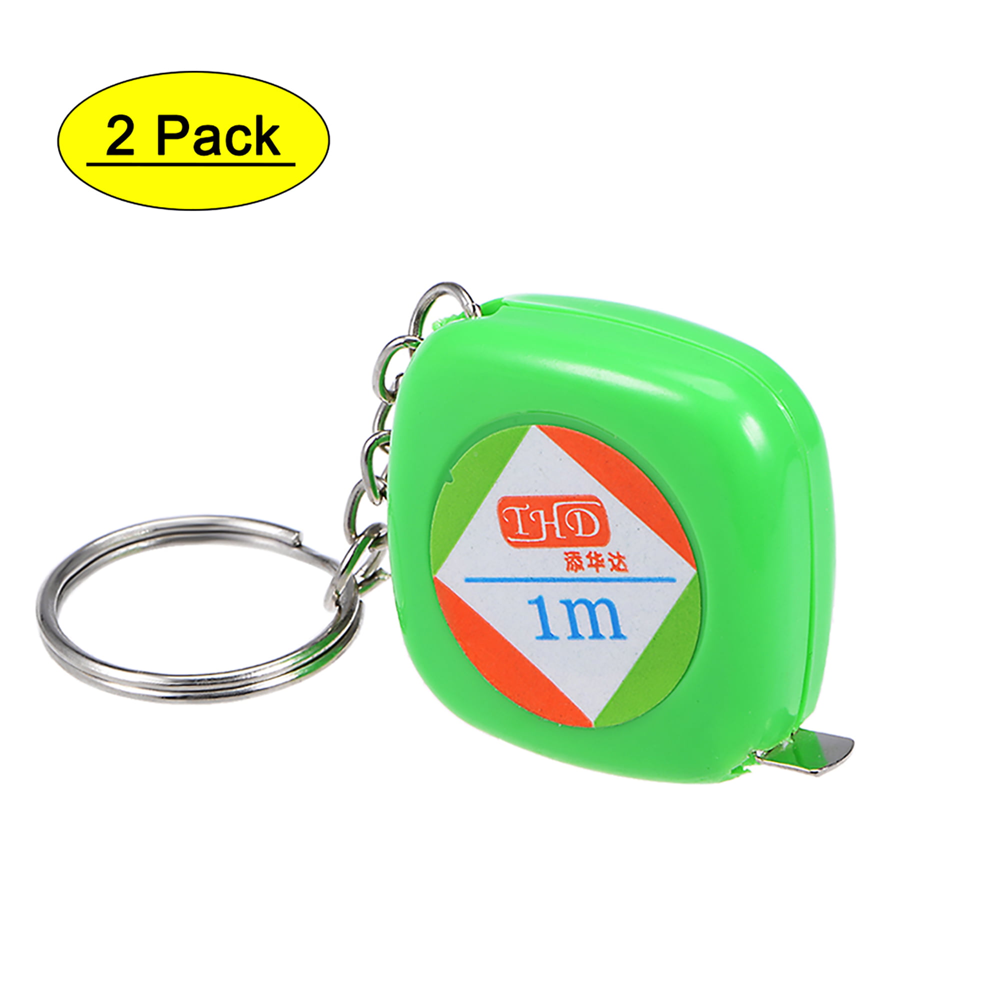 uxcell 5 Pcs Orange Green Case Retractable Tape Measure Keyring 1M 3 Ft 39 inch 