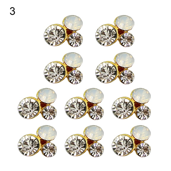 UDIYO 10Pcs/Set Nail Sticker Rhinestone Delicate Synthetic Colorful Nail Decal Jewelry Decor for Party