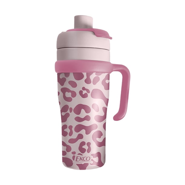 Termo Ekco Go Dual de Doble Pared con Asa, Boquilla y Popote de 950 ml – Rosa