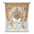 thumbnail image 2 of Vintage Tie Up Curtain 45 Inches Long, Boho Floral Vintage Ethnic Distress Traditional Style Balloon Style Kitchen Window Curtain Over Sink, Small Window Rod Pocket Curtain 52"x45", 2 of 9