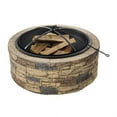 thumbnail image 3 of Sun Joe 35" Wood Burning Fire Pit with Dome Screen & Poker, Cast Stone Base, Natural Stone, 3 of 7