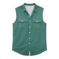 thumbnail image 3 of Guluxicc Mens Button Down Tank Tops Collared Solid Color Sleeveless Tops Summer Outdoor Casual Shirt with Pockets, 3 of 6