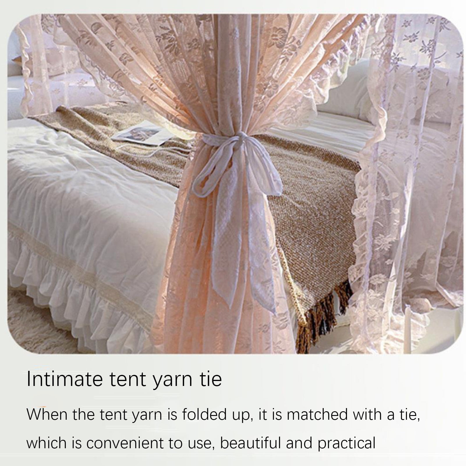 4 Corners Post Princess Canopy Bed Curtains Mosquito Net Bed Drapes Play Tents Room Decoration for Indoor Outdoor