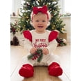 thumbnail image 5 of Loicainy Infant Baby Girls Christmas Footed Romper 3 6 9 12 Months Letter Embroidery Jumpsuits Headband, 5 of 9