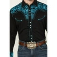 thumbnail image 4 of Scully Men's Gunfighter Embroidered Long Sleeve Snap Western Shirt Turquoise, 4 of 5