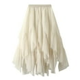 thumbnail image 1 of Vedolay Skirt For Summer Womens Elegant Floral Lace Elastic High Waist Pleated Maxi Long Beach Skirts,Beige One Size, 1 of 3