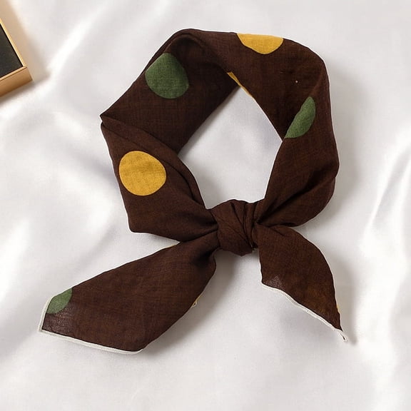 ERDOUY elegant and personalized scarf, cotton and linen small square scarf, fresh and floral temperament in spring and summer, small scarf with headband, scarf (brown)