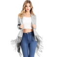 thumbnail image 2 of Love Tree Women's Soft Cozy Fringe Convertible Poncho Cardigan, 2 of 4