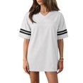 thumbnail image 6 of Pajama Shirts for Women, Womens Nightgowns & Sleepshirts, Womens Sleep Shirt, Women'S Nightgown Short Sleeve Sleep Shirt V Neck Nightshirts Cotton Loose Comfy Pajamas Dress Casual Sleepwear, White S, 6 of 7