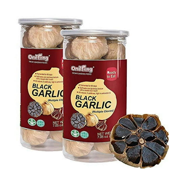 ONETANG Black Garlic 7.05 oz Pack of 2, Fermented Black Garlic Multiple Cloves 90 Days Ready to Eat Salad High in Antioxidants