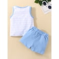 thumbnail image 4 of Toddler Baby Girls Boys Summer Outfit Sun Printed Set Short Sleeve Crewneck T-Shirt Patchwork Shorts Set 12M 18M 2Y 3Y 4Y 5Y, 4 of 10