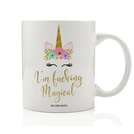 Christmas Floral Ideas I'm Magical Unicorn Mug Gift Idea Mythical Pink Floral Magic Great Funny Birthday Christmas Present for Confident Female Friend Sister Coworker 11oz Ceramic Coffee Tea Cup by Digibuddha DM0471 ()
